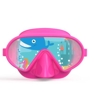 Fxexblin Swim Goggles Kids Adults Swimming Goggles with Nose Cover Snorkel Mask for Scuba Diving Snorkeling, Anti-Fog Lens Leakproof Skirt 180 Panoramic View Face Dive Masks Youth Children Boys Girls S-Kids pink