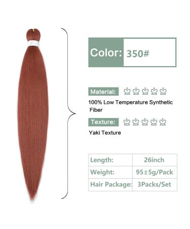 YDDM 26-Inch Pre-Stretched Braiding Hair Extensions - 3 Packs 350# Ginger Red Kunsthaar Braids for Stunning Looks - Buy Online on GoSupps.com