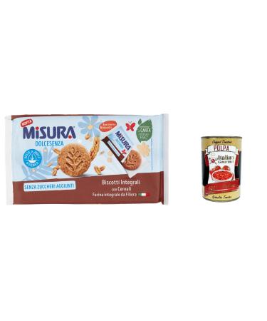 Italian Gourmet E.R. Misura Dolcesenza Set of 3 Whole Chalk Cookies with Low Glycemic Cereal Italian Whole Wheat Flour 6 Pieces of 6 Biscuits 280 g