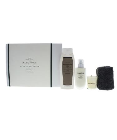 Men's Indulgence 4pc Set - Calming Body Wash 10.1oz Aftershave Lotion 10.1oz Candle 3.4oz and 1 Washcloth - Balance Uplift & Invigorate - Natural Vegan Cruelty Free