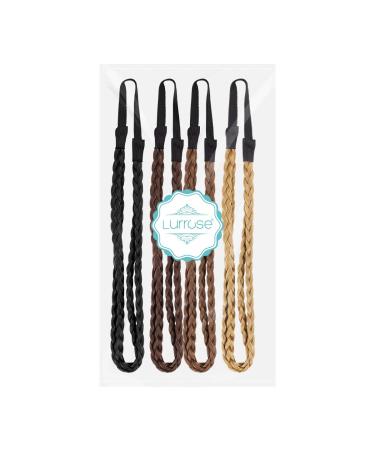 Lurrose 4PC Elastic Braided Hair Bands | Double Braided Twisted Head Wraps for Women & Girls | Random Colors - International Shipping Available - Buy Online on GoSupps.com