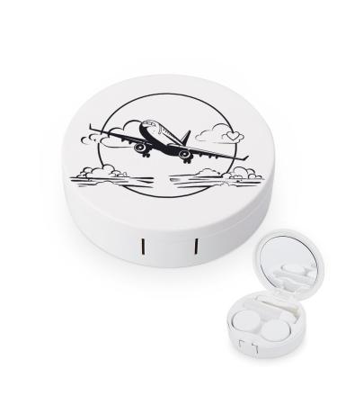 Airplane Contact Lens Case with Mirror Portable Cute Eye Contact Lens Box Travel Kit style