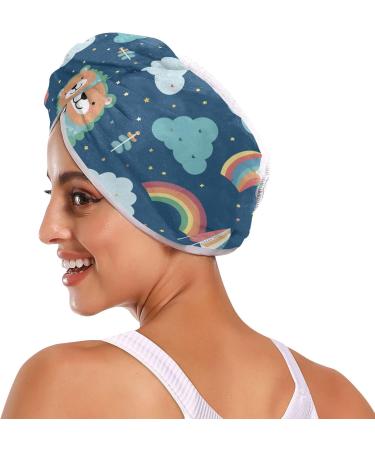 Rainbow Clouds Bears Hair Towel 2 Pack | Super Absorbent Quick Dry Hair Turbans for Women & Girls - Buy Online on GoSupps.com