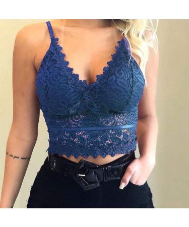 Shop Haiorziyou Sport BH for Big Breasts - Sexy Strappy Crop Top for Women & Teens - Boho Tank Bustier Neckholder - Plus Size XXL Blue - Buy Online on GoSupps.com