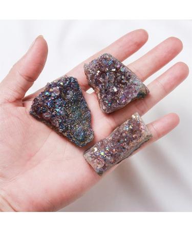 Natural Crystal Rough Natural Raw Stone Electroplating Amethyst Quartz Cluster Specimen Crafts Home Office Decoration Can be Used for (Size : 30-50g) (Size : 20-30g)