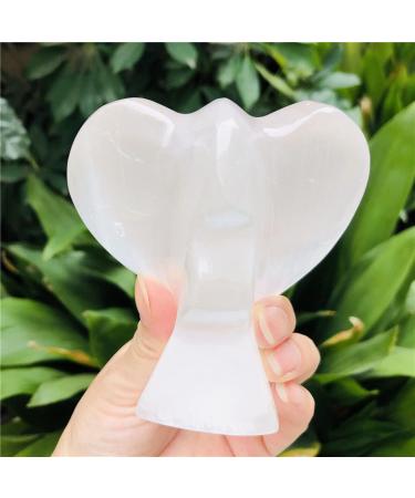 Selenite Crystal Angel Statue Cream White Reiki Crystals and Stones Gemstone Carved Mini Statue for Love Peace Pocket Guardian Angels Stone Mineral Specimen 9-10cm White - Buy Online on GoSupps.com