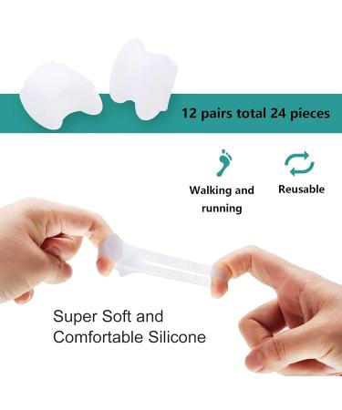24 Silicone Gel Toe Separators for Hammer Toe & Bunion Relief | Small Toe Protection & Spreader Pain Relief Solution for Overlapping Toes - Buy Online on GoSupps.com