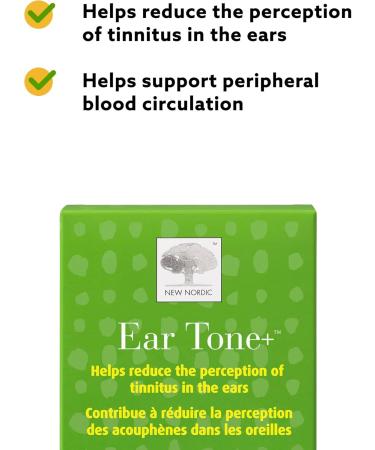New Nordic Ear Tone - Ear Supplement to Support Tinnitus Relief - Includes Ginkgo Biloba Pine Bark & Magnesium - Aids Blood Circulation - 60 Vegan Tablets (Pack of 3) - Buy Online on GoSupps.com