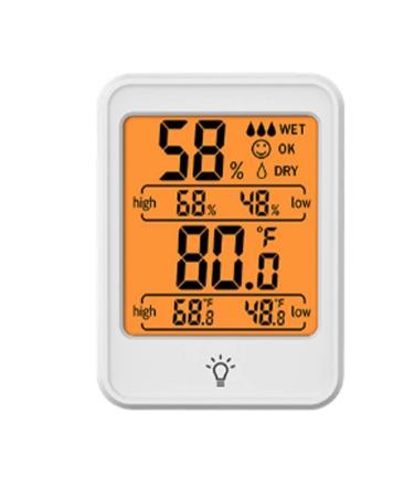 Thermometer hygrometer digital temperature and air humidity measuring device for indoor use with backlight for greenhouse white (7.9 x 5.8 x 2.2 cm)