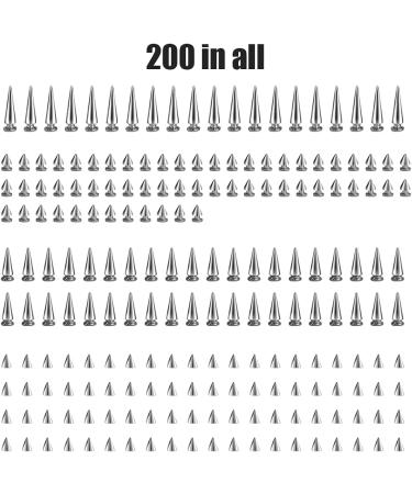 200 Sets Silver Cone Spikes Screw Back Studs for DIY Clothing & Leather Craft - Punk Rock Rivets in Various Sizes - Buy Online on GoSupps.com