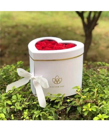 BBJWRAPS Heart Shaped Flower Box with Lid - Luxury Paper Mache Gift Box for Florist Deliveries - 9x8x6.5 inches (White) - Buy Online on GoSupps.com