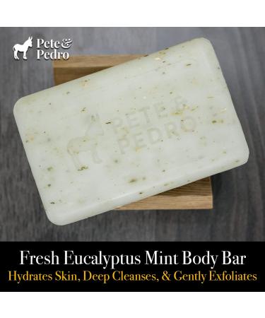 Pete & Pedro Body Bar Soap - Hydrating Exfoliating Cleansing Bar with Eucalyptus Scent | Shea Butter & Olive Oil | 6 oz - Buy Online on GoSupps.com