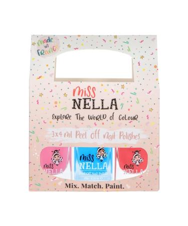 Miss Nella Girl Power Nail Polish Peel-Off Odorless Water Based and Safe for Kids Pink Blue and Dark Pink 3 Pack