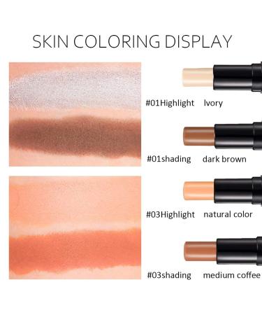 4 Colors Cream Contour Sticks Makeup Kit | Highlight & Contour for Beginners | Primer Face Makeup Stick for Light Medium Skin | Concealer & Blur Stick - 2Pcs - Buy Online on GoSupps.com
