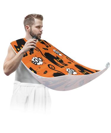Beard Bib Apron Beard Bib Hair Catcher for Men Shaving and Trimming Non-Stick Waterproof Beard Cape Grooming Cloth Halloween Cats