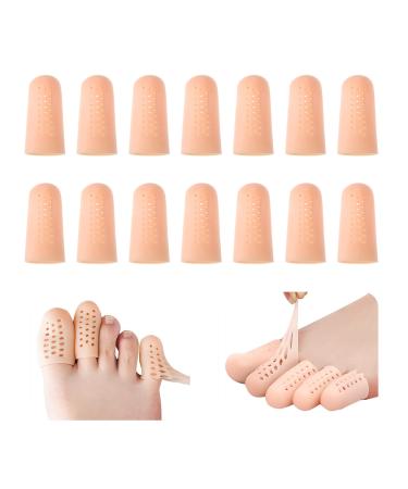 Toe supporters silicone 14st gel toe cap beige toe protector Breathable toe sleeves silicone toe covers for pillows toes offer pain relief from corn toened toenails for woman man