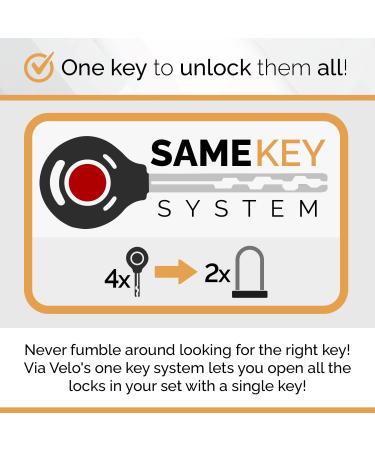 Via Velo 2 Bicycle U-Lock Set - Heavy Duty 14mm Shackle and 10mm x 1.8m Cable - Same Key System - Ideal for Road, Mountain, Folding Bike - 2 Pack - Buy Online on GoSupps.com