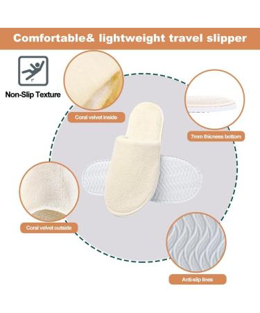 EQLEF Foldable Slip-Resistant Hotelslippers | Portable Bathroom & Spa Slippers for Men & Women - Beige (L/XL) - Buy Online on GoSupps.com