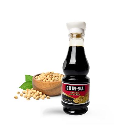 Chin-Su Premium Soy Sauce – 8.5 Fluid Ounce Bottle - 100% Vegan, Dark Soy Sauce For Dipping, Stir Fry, Marinades, Dressing, Braising - 31% Less Sodium Than Regular Soy Sauce (Premium)