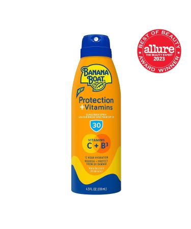 Banana Boat Sunscreen Spray SPF 30 | Moisturizing Sunscreen with Vitamin C & Niacinamide | 4.5 oz - Ideal for All Skin Types | International Shipping Available - Buy Online on GoSupps.com
