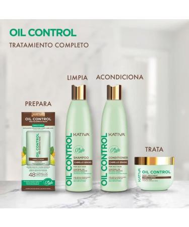  KATIVA Kativa Oil Control Kit for Oily Hair 3 x 50 ml | Contains: pre-shampoo shampoo and conditioner | Controls oily partings | Purifying Clay a blend of citrus fruits and menthol - Buy Online on GoSupps.com