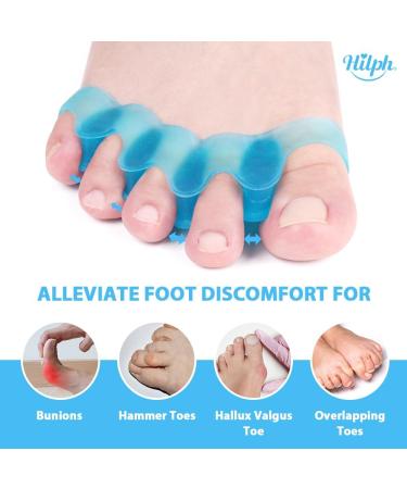 Hilph Toe Separator Toe Spacers Bunion Corrector for Overlapping Toes Correct Toe Alignment and Hammertoe Straighteners Gel Toe Separators for Nighttime Running & Yoga Practice 4 Count-Blue - Buy Online on GoSupps.com