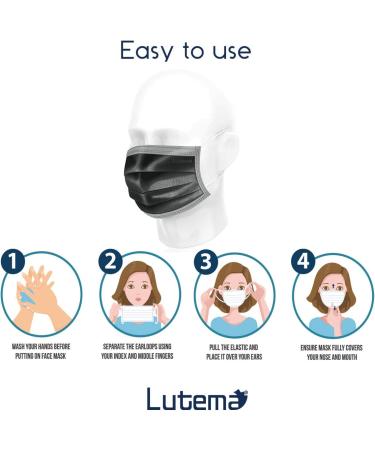 3-Ply Black Disposable Face Mask (50pcs) - Made in USA - Elastic Ear Loop | Non-Woven Polypropylene | Blocks Dust & Air Pollution - For Business and Personal Care - Buy Online on GoSupps.com
