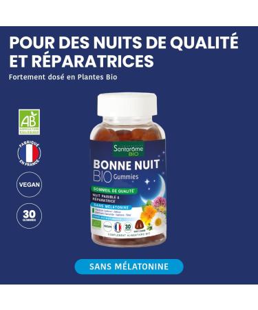 Santarome Bio - Good Night Organic - Quality sleep - Made with California Poppy & Melissa Melatonin Free - Blackcurrant taste - 30 gummies - France - Buy Online on GoSupps.com