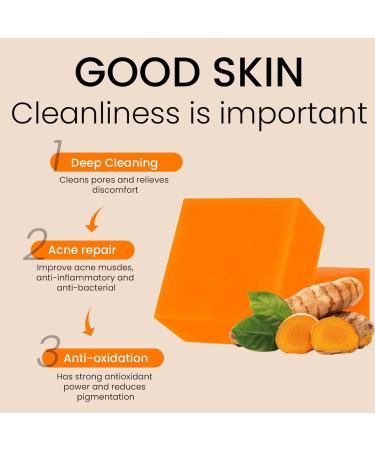 Organic Turmeric Soap Bar | Handmade Face & Body Soap for Acne & Dark Spots | Cleansing Turmeric Soaps for Dull Skin - International Shipping - Buy Online on GoSupps.com