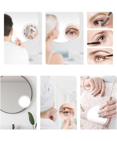 FIGGRITID 1 Piece 10X Magnifying Mirror with Light Makeup Mirror with Lights Compact LED Magnified Mirror White ABS for Bathroom Bedroom Hotel - Buy Online on GoSupps.com