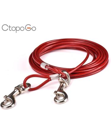 CTOPOGO Heavy Duty Dog Tie Out Cables - 10FT 16FT 33FT for Dogs Up to 125 lbs - Durable Pet Lead for Small & Medium Dogs - 10m Red - Buy Online on GoSupps.com