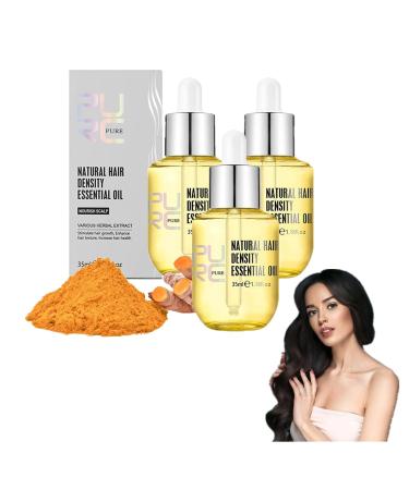 Purc Hair Density Essential Oil - Natural Hair Density Essential Oil Hair Growth Essence Oil for Women & Men Anti-frizz Hair Serum Hair Care Essential Oil Reduce Dry Hair (3pc)