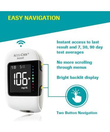 Accu-Chek Instant Glucometer + 10 Free Test Strips (White) - Fast & Accurate Monitoring - Buy Online on GoSupps.com