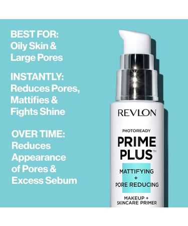 Revlon PhotoReady Prime Plus Face Primer | Blurs Fine Lines | Mattifying Formula with Salicylic Acid and AHA | 1 Oz - Buy Online on GoSupps.com