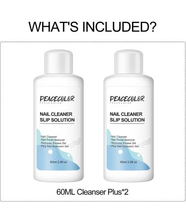 PEACECOLOR 60ML Slip Solution Cleanser Plus 2PC Set Professional for Poly Extension Nail Gel Builder Nail Gel Nail Tips & Extensions Home Salon DIY Nail Art Use Gifts for Women color 196 - Buy Online on GoSupps.com