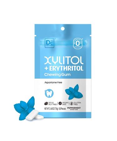 DC24 DAILY CARE Gomme m cher sans aspartame et sans sucre au xylitol et rythritol faible en calories sans sucre saveur menthe poivr e naturelle 50 pastilles (Lot de 1)