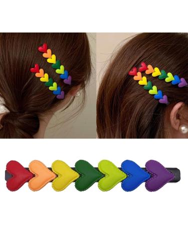 XIAHIOPT Rainbow Color Heart Shape Hairpins Glitter Hair Clip Barrettes Hair Clip for Woman Bangs 2 - Buy Online on GoSupps.com