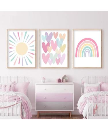 Rainbow Heart Boho Wall Poster | Kids Room Picture Set (40x50cm) - Premium Unframed Art for Young Girls - Buy Online on GoSupps.com