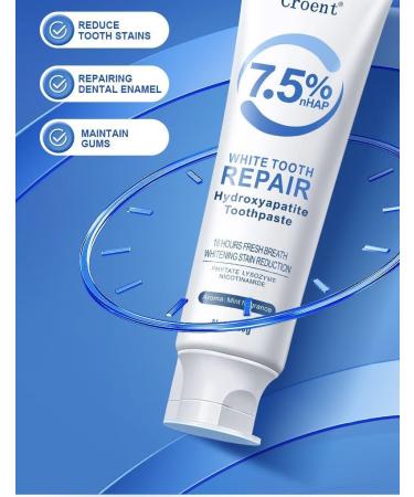 2PCS 7.5% Hydroxyapatite Toothpastes Remineralize Fluoride-Free Stain Removal Daily Use for Oral Health Gentle Mint - Buy Online on GoSupps.com