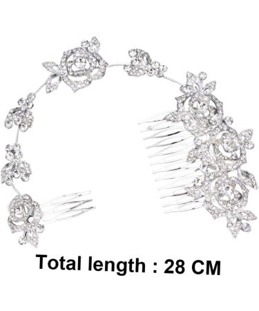 FRCOLOR Hair Comb with Rhinestone Headband Hair Pin with Floral Rhinestones Headpiece Bridal Set of 3 - Buy Online on GoSupps.com