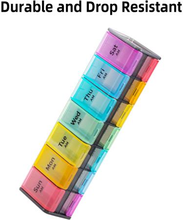 Large Weekly Pill Organizer 2x Daily - AM PM Pill Case for Vitamins & Meds | 7-Day Travel Pill Box - Buy Online on GoSupps.com