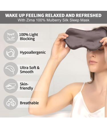 Zimasilk 100% Pure Mulberry Silk Sleeping Mask | 22 Momme Ultra-Soft & Comfortable | Gray-Purple | International Shipping - Buy Online on GoSupps.com