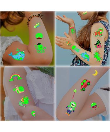 Glow in Dark Temporary Tattoos for Kids - Luminous Cartoon Stickers, Ideal Party Favors and Birthday Gifts - Boys and Girls Party Supplies - Buy Online on GoSupps.com