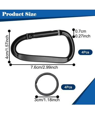4 Pack Carabiner Hooks - Lightweight Aluminum D-Clip Set for Hammocks & Camping Accessories - Durable Black Carabiners - Buy Online on GoSupps.com