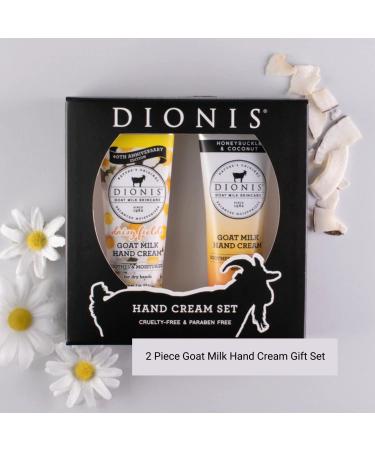 Dionis Goat Milk Skincare Field Of Flowers Hand Cream Gift Set - Daisy & Honeysuckle & Coconut - Moisturizing, Soothing, and Restoring - 2 x 1oz Tubes - Buy Online on GoSupps.com