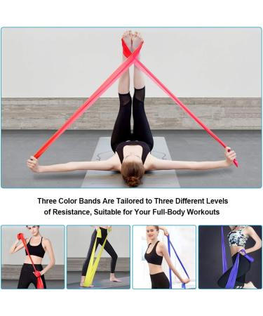 Resistance Bands Set - 3 Skin-Friendly Exercise Bands, 3 Resistance Levels - Ideal for Strength Training, Pilates, Yoga - for Women and Men - 6.5ft - Buy Online on GoSupps.com
