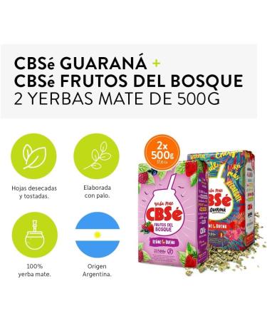  Qumir Pack of Yerba Mate Cbse Fruits de la For t (Fruits del Bosque) of 500 g + Cbse Guarana of 500 g - 2 units - Total 1 kg of Yerba Mate - Buy Online on GoSupps.com