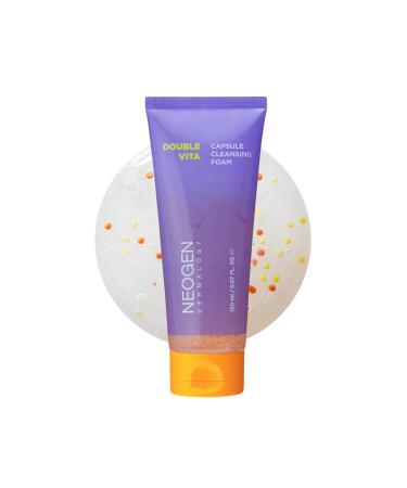 DERMALOGY by NEOGENLAB Double Vita Capsule Cleansing Foam Vitamin-Rich Daily Face Cleanser with AHA/BHA & Yuzu Lime Extract Brightening & Hydrating Gel-to-Foam Cleanser All Skin Types 5.07 fl oz