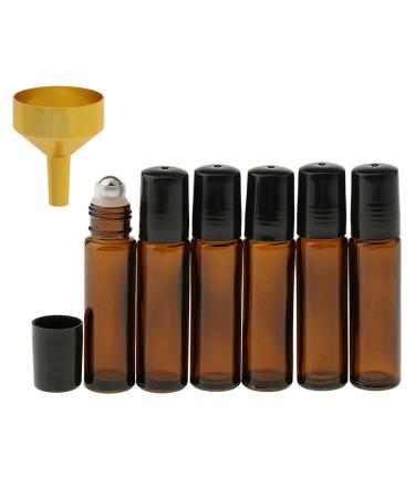 Buy 6 Pack Brown Glass Deodorant Sticks 10ml - Empty Roll-On Bottles with Roller & Mini Funnel - Eco-Friendly & Travel Size - Buy Online on GoSupps.com