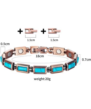 Yinox Women's Vintage Pure Copper Bracelet with 12 Magnetic Tabs - Magnetic Hardship Jewelry for Health & Style - Buy Online on GoSupps.com
